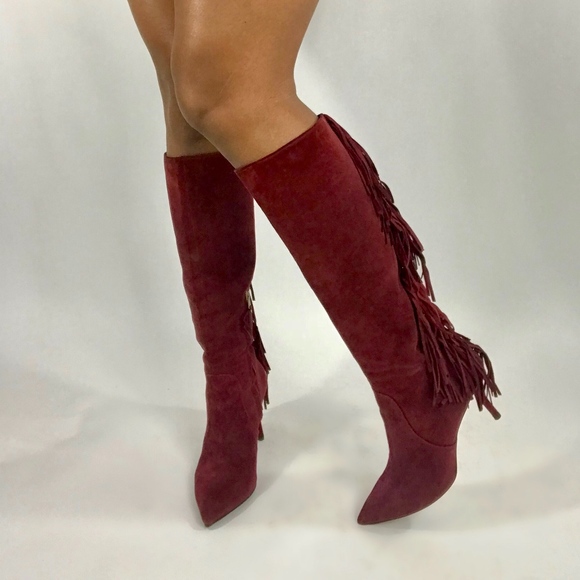 Brain Atwood Shoes - Reduced! Brian Atwood Suede Fringe Knee High Boots